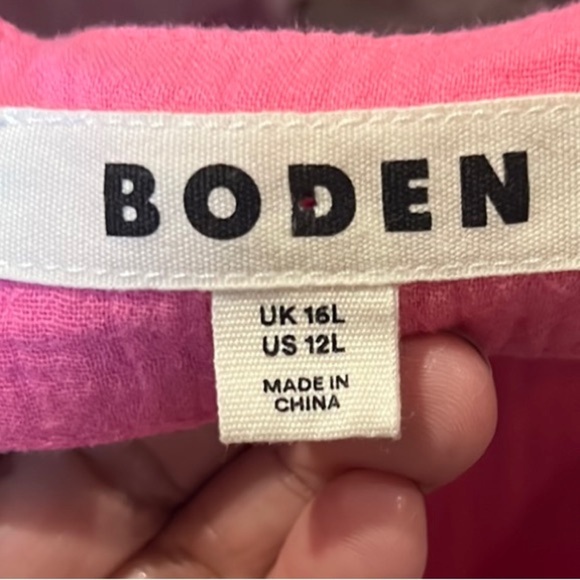 Boden Pink A Line Cotton short Sleeve Dress size 12L - Picture 2 of 16